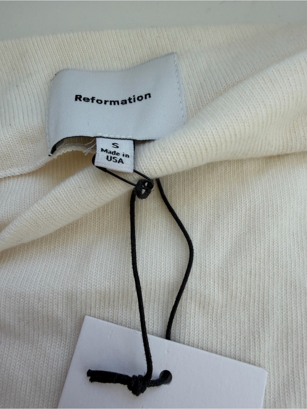 Reformation Ivory Ribbed Short-Sleeve Top - Picture 2 of 4